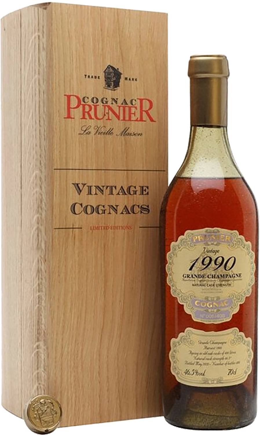 Прунье 1990 Гранд Шампань Коньяк 1990 в деревянном футляре 1990 0.7 л