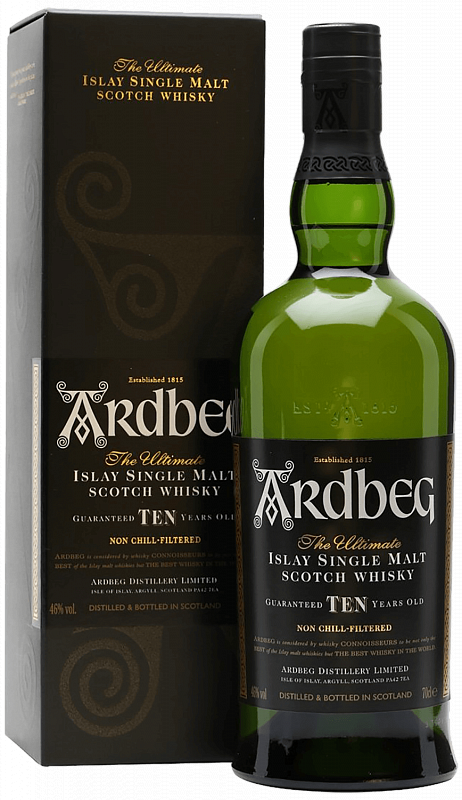 Ардбег Сингл Молт Односолодовый Шотландский Виски 10 лет в подарочной упаковке 0.7 л