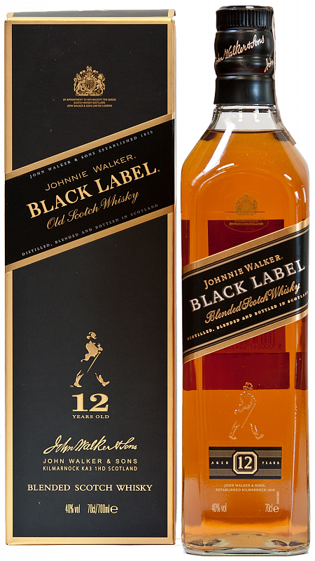 Джонни Уокер Блэк Лейбл Блендед купажированный виски в подарочной упаковке 0.7 л